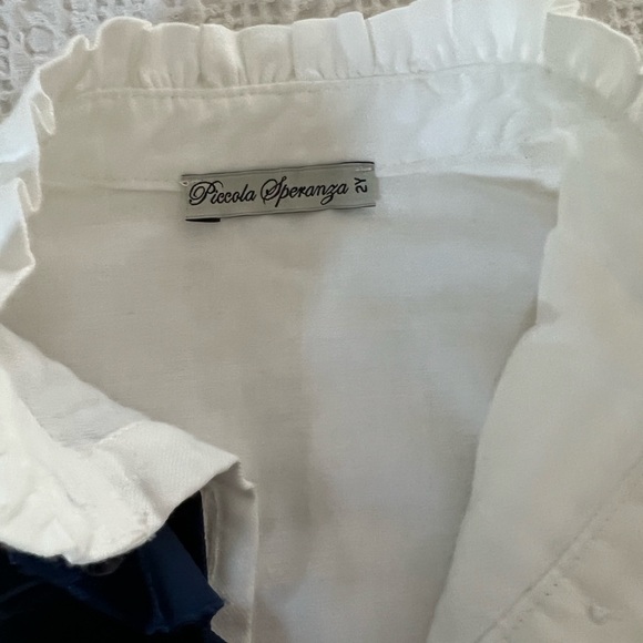 LIKE NEW!! Piccola Speranza 2t girls white detailed blouse with bow! - Picture 3 of 4